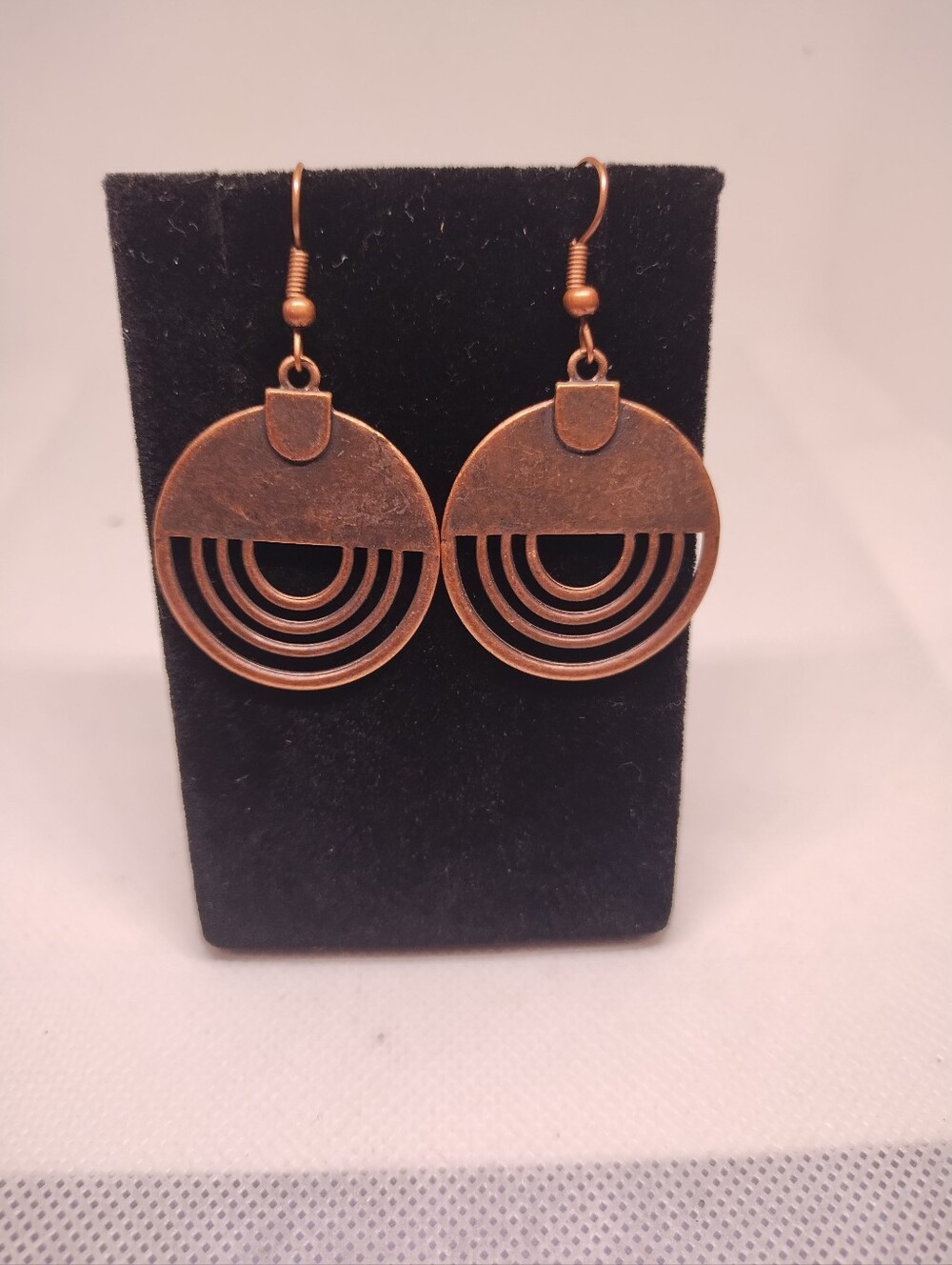 Copper Round Geometric Drop Earrings - Women Jewelry G22